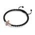 Croix de cristal | Or rose 18 carats et bronze à canon | Noir | Bracelet Charmballa en macramé